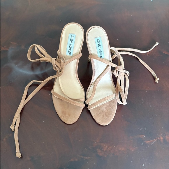 Steve Madden Shoes - Steve Madden Suede Nude Lace-Up Sandals 8.5